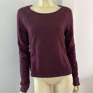 LULULEMON Sattva Pullover Sweater Marino Wool Blend Tie Back Bordeaux Drama 8